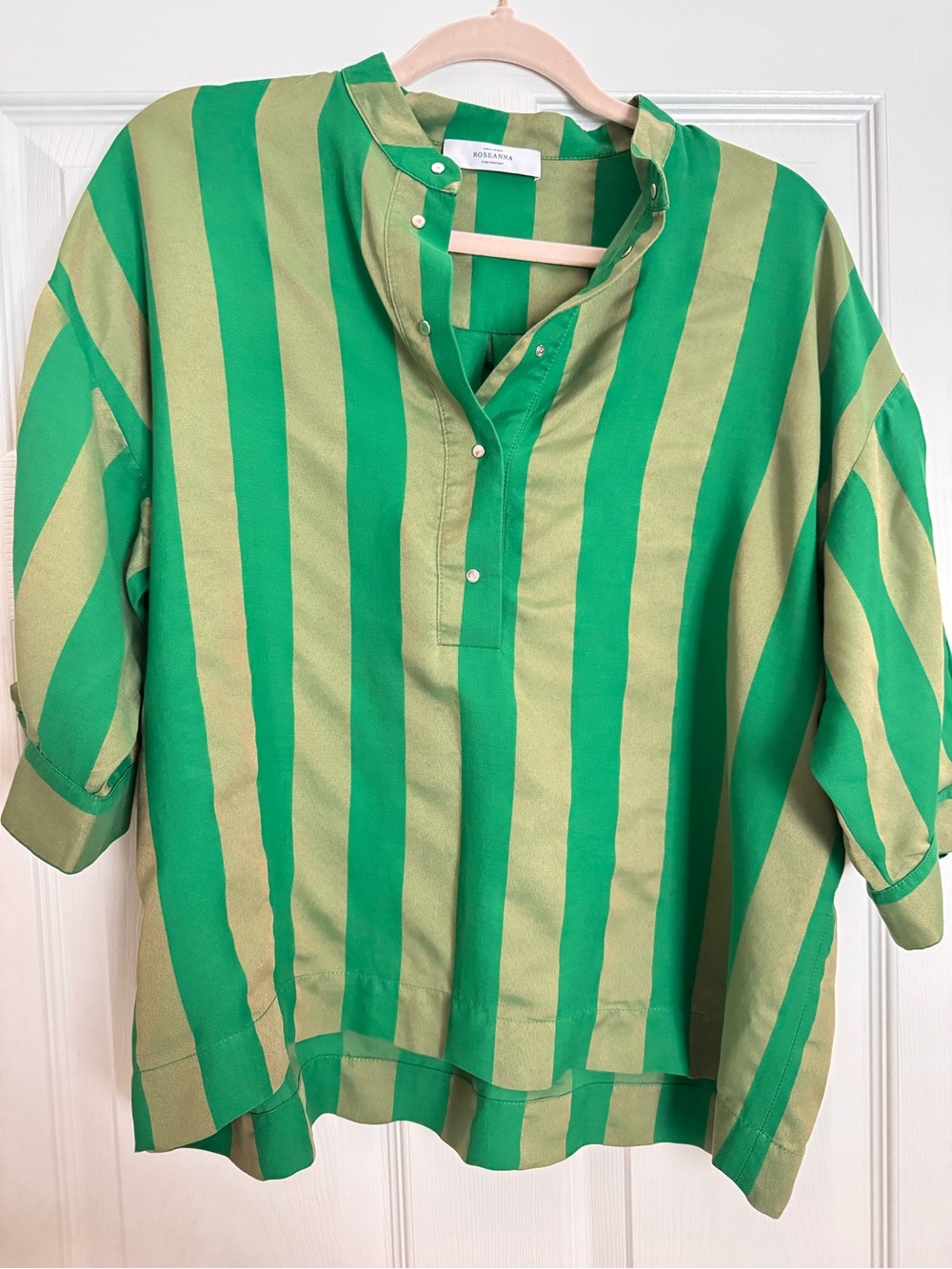 Roseanna Green Striped Popover Blouse